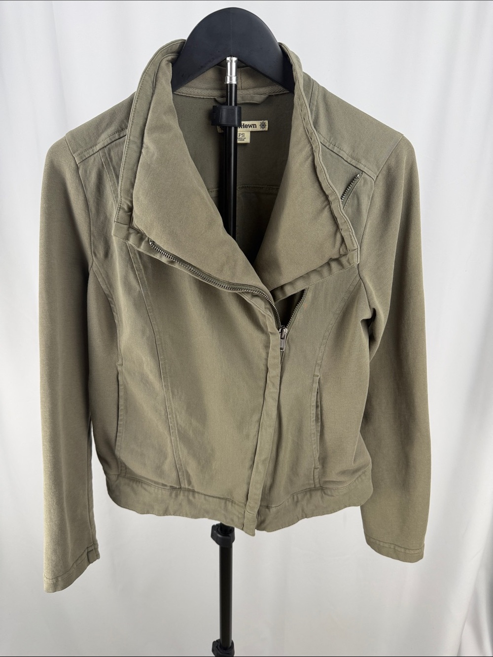 Ruff Hewn Olive Asymmetrical Zip Utility Jacket